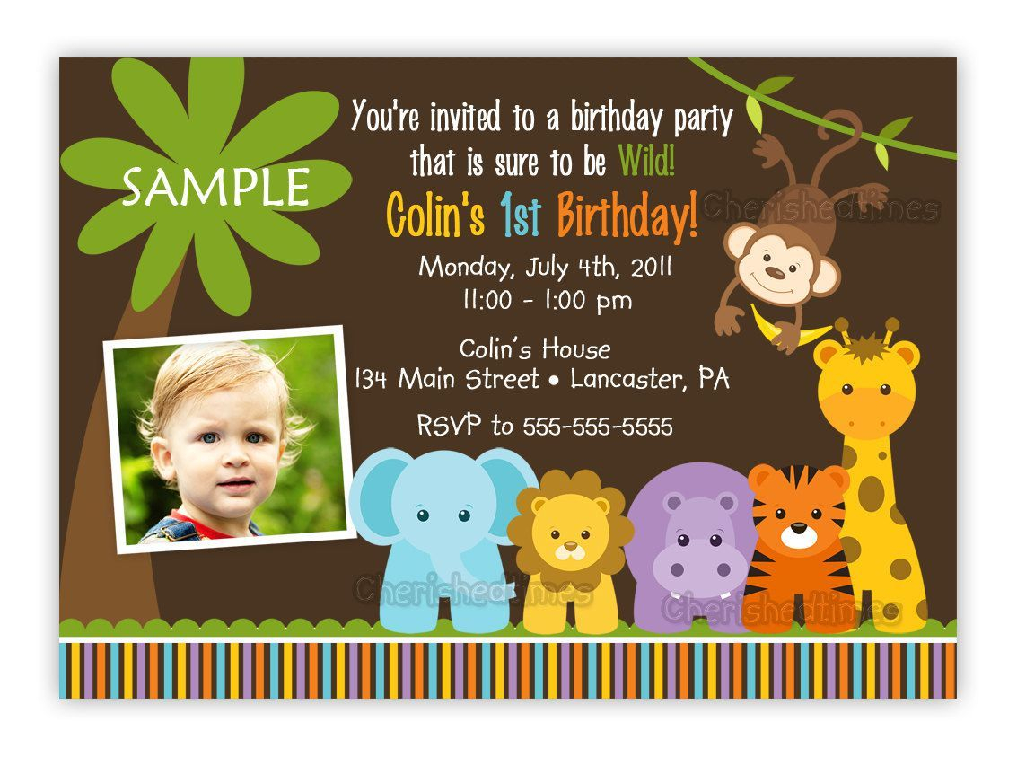 Jungle Themed 1st Birthday Party Invitations Birthday Invitations with regard to proportions 1133 X 843