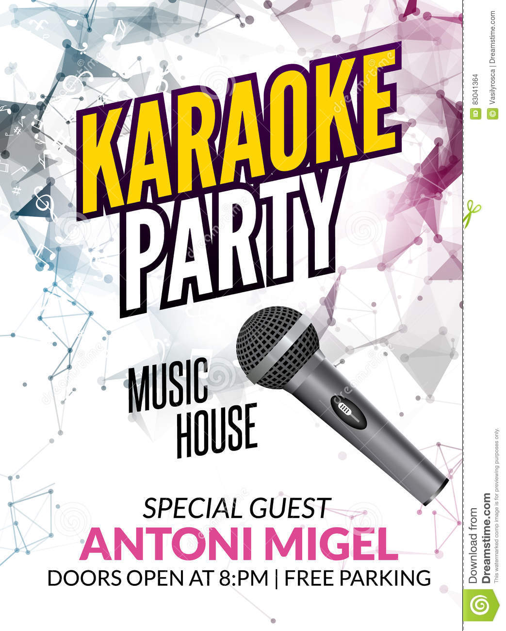 Karaoke Party Invitation Poster Design Template Karaoke Night Flyer regarding proportions 1043 X 1300