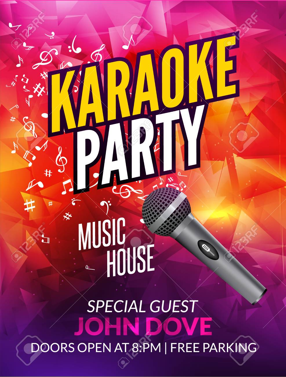 Karaoke Party Invitation Poster Design Template Karaoke Night with proportions 987 X 1300