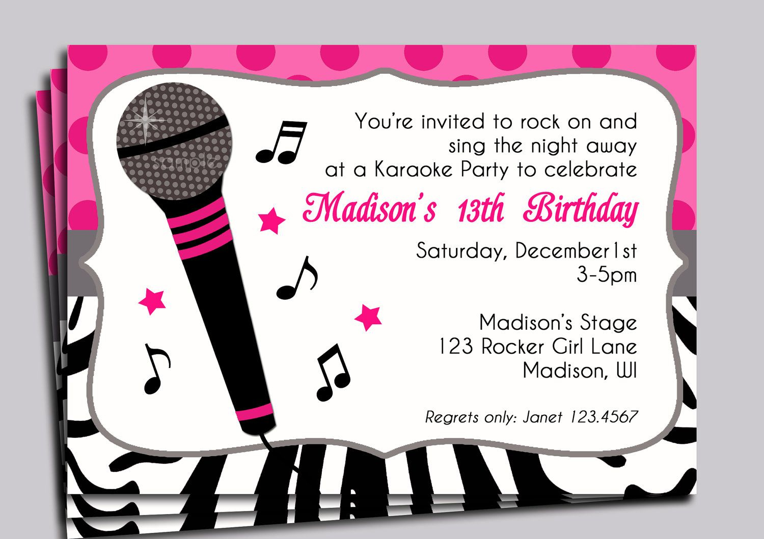 Karaoke Party Invitation Printable Sing Microphone Rock Star with regard to dimensions 1500 X 1059