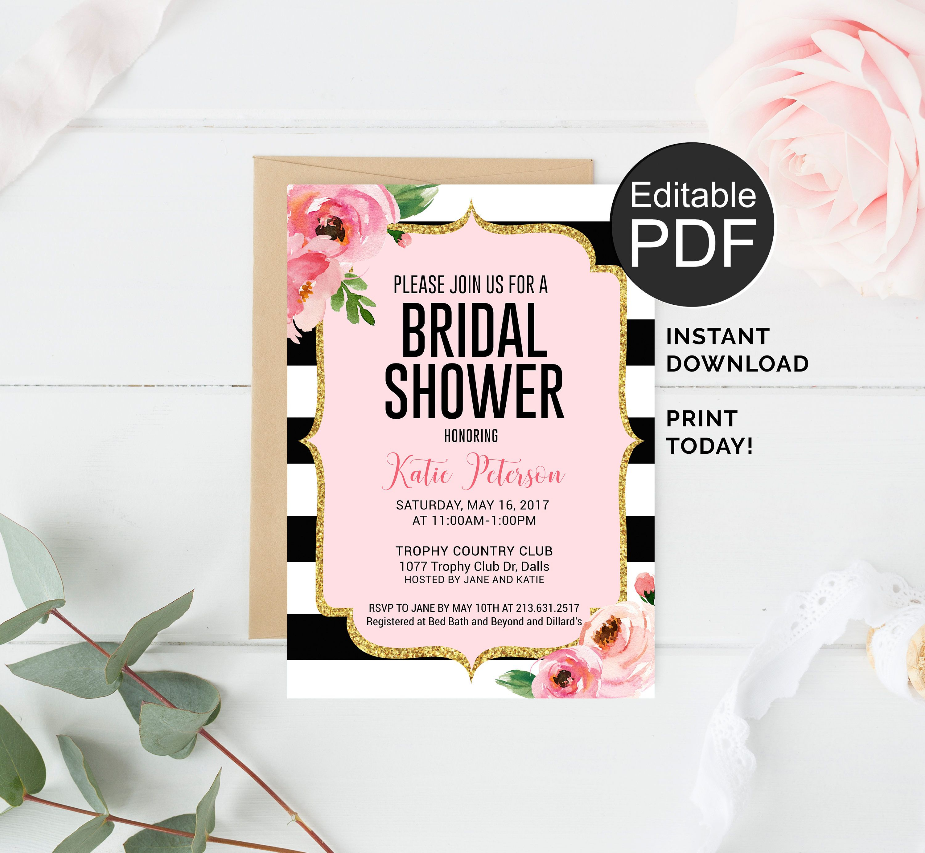 Kate Spade Bridal Shower Invitation Editable Pdf Template Edit Your for measurements 3000 X 2769