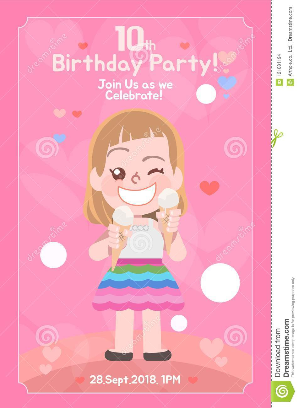 Kids Birthday Invitation Card Template Stock Illustration pertaining to sizing 952 X 1300