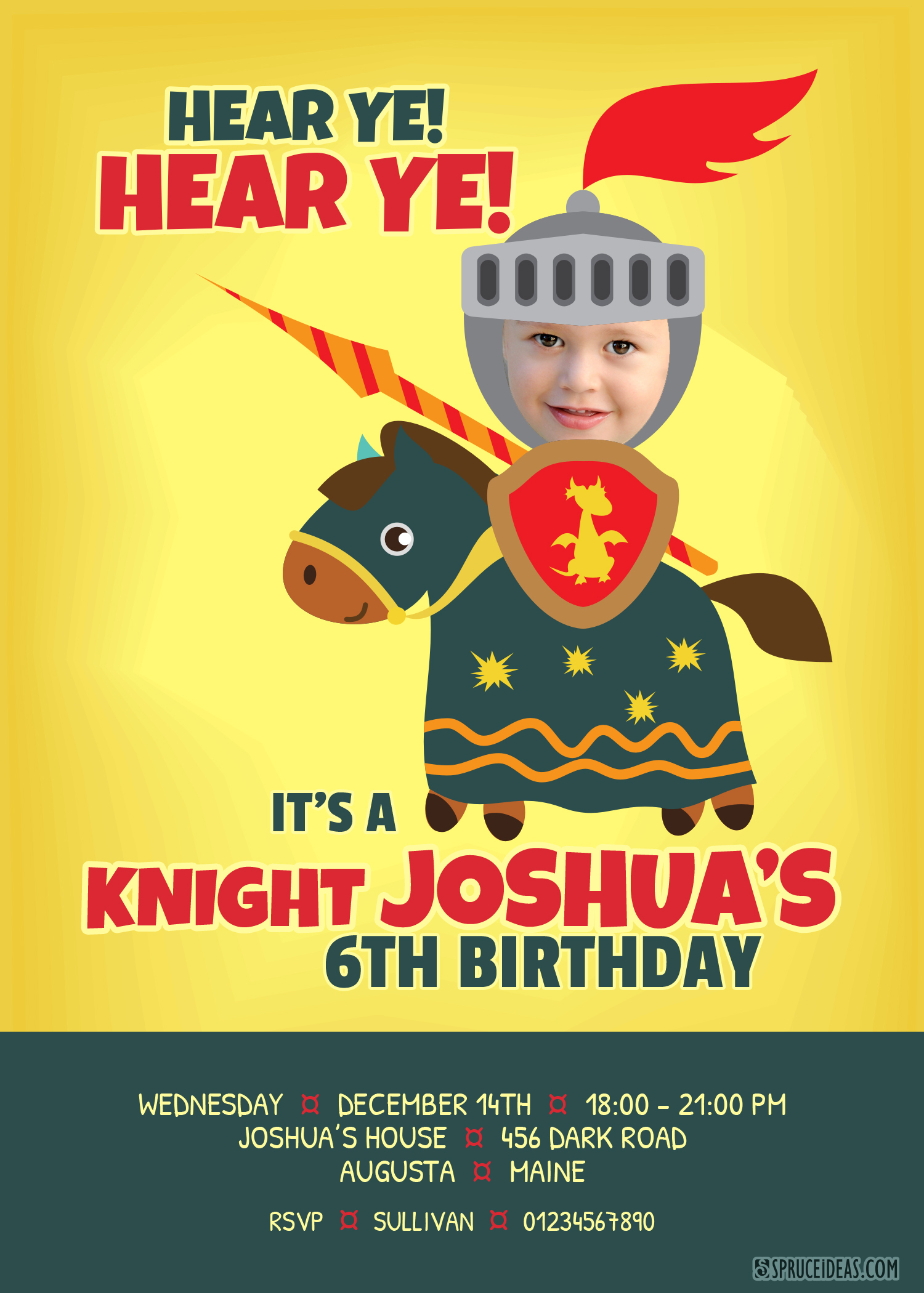 Knight Birthday Party Invitation Printable Editable Free in measurements 1500 X 2100