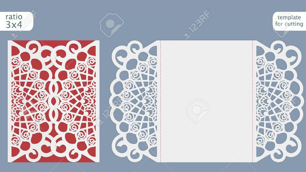 Laser Cut Wedding Invitation Card Template Vector Die Cut Paper for measurements 1300 X 733