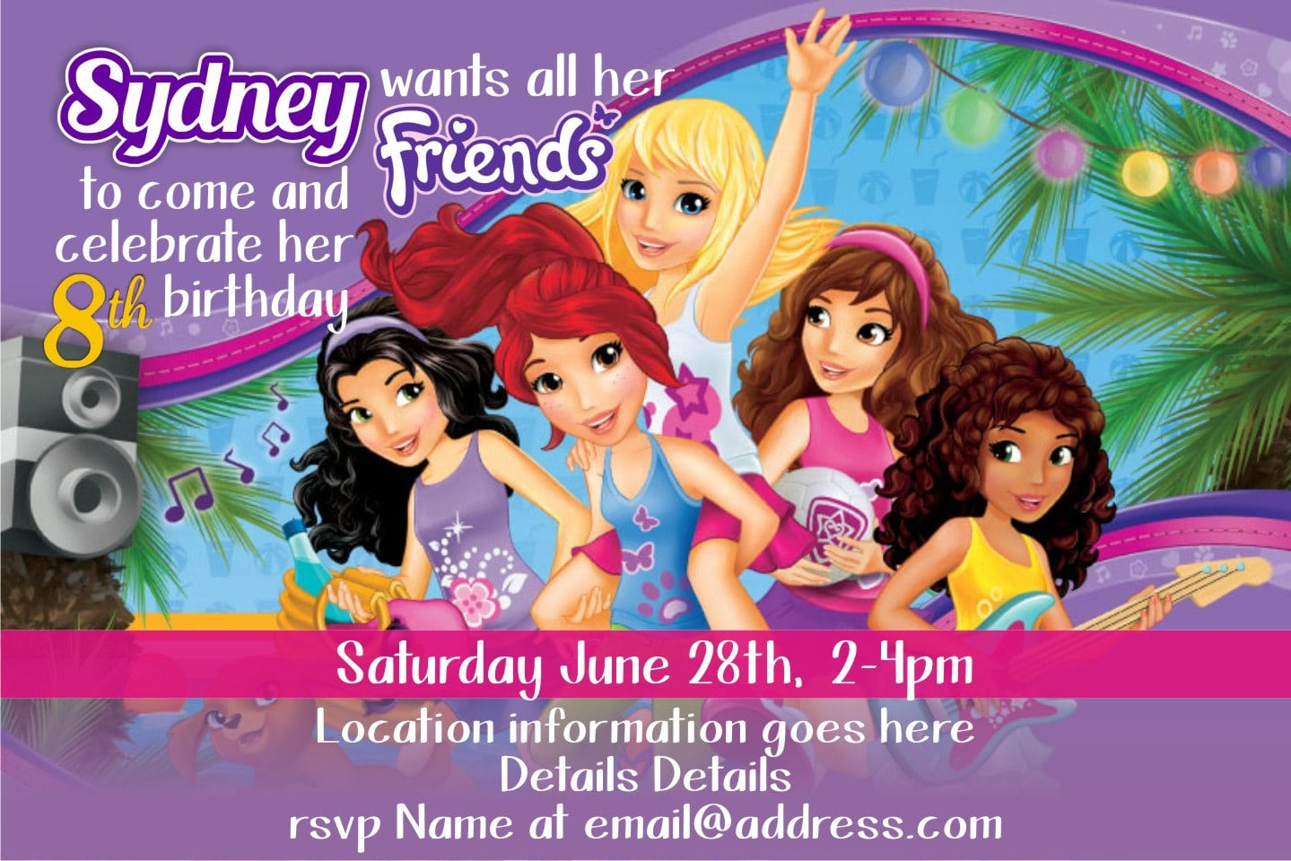 Lego Friends Invitations Free regarding sizing 1439 X 960