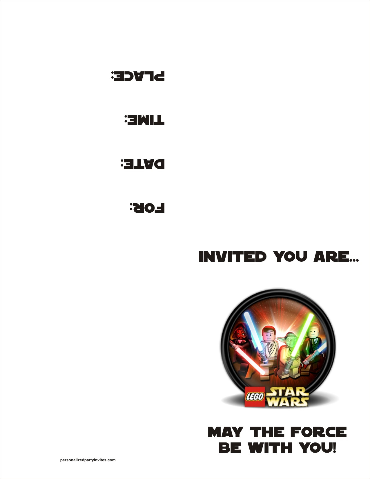 Lego Star Wars Free Printable Birthday Party Invitation Personalized in proportions 1276 X 1651