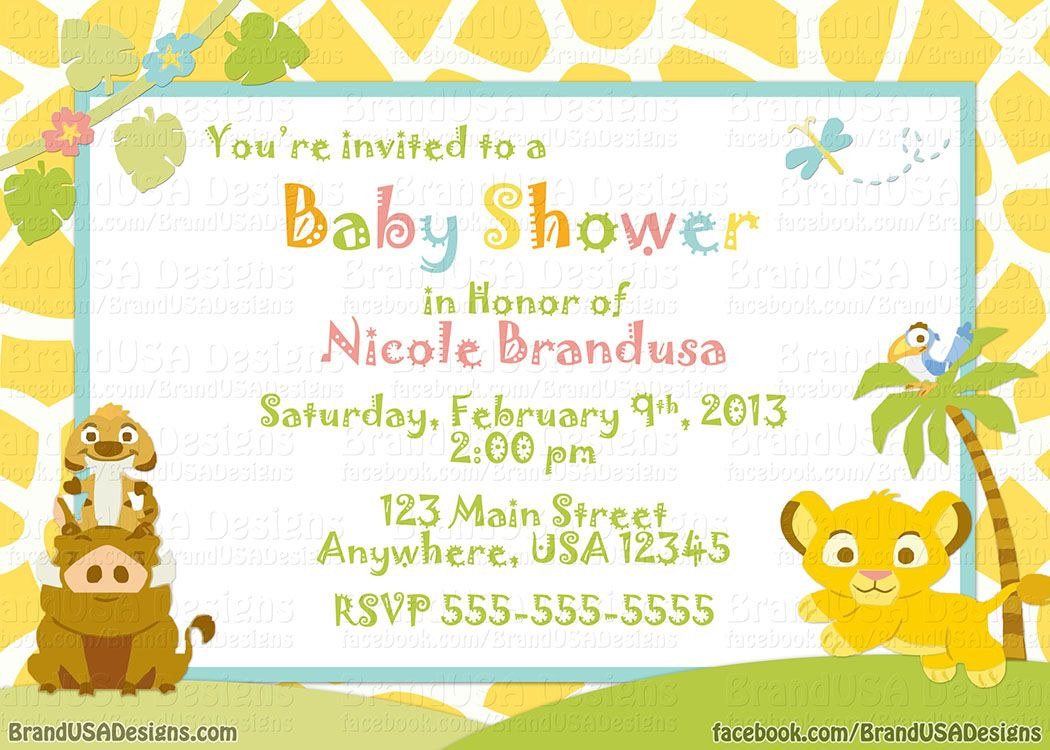 Lion King Custom Ba Shower Invitation Brandusa Designs Cards within size 1050 X 750