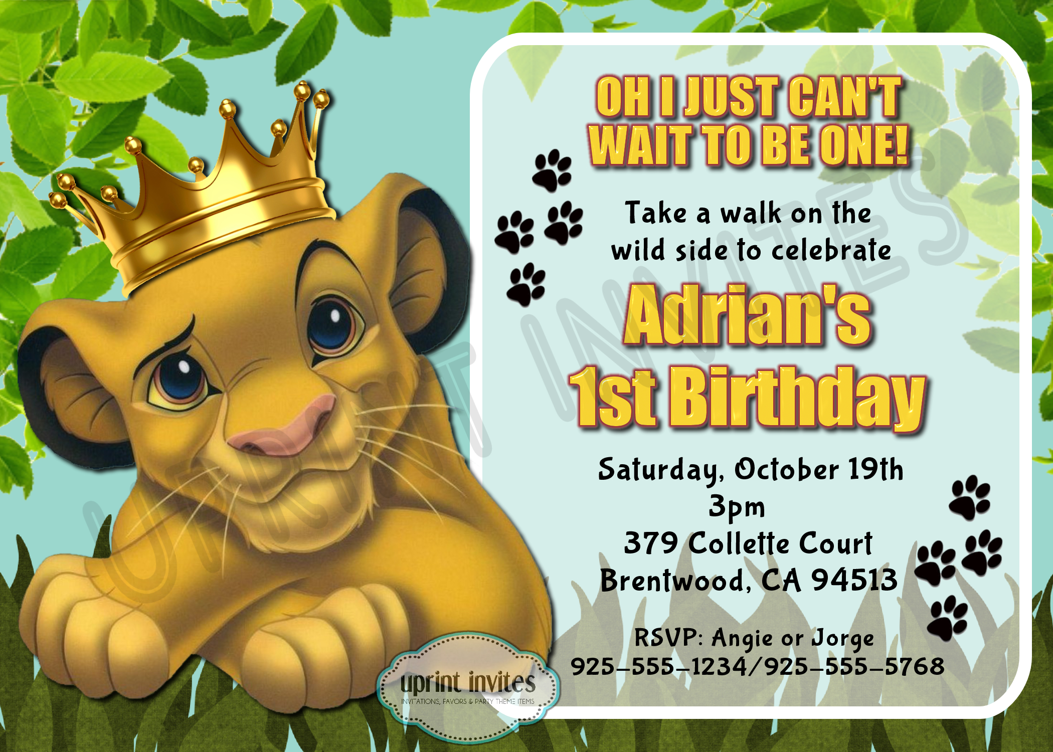 Lion Kingsimba Personalized Invitation But Got A More Vibrant Blue inside sizing 2100 X 1500