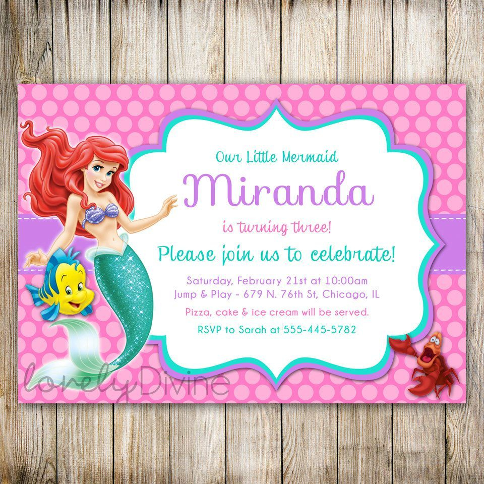 Little Mermaid Birthday Invitations Wording Ariel Birthday for size 960 X 960