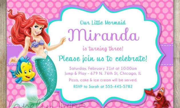 Little Mermaid Birthday Invitations Wording Ariel Birthday with dimensions 960 X 960