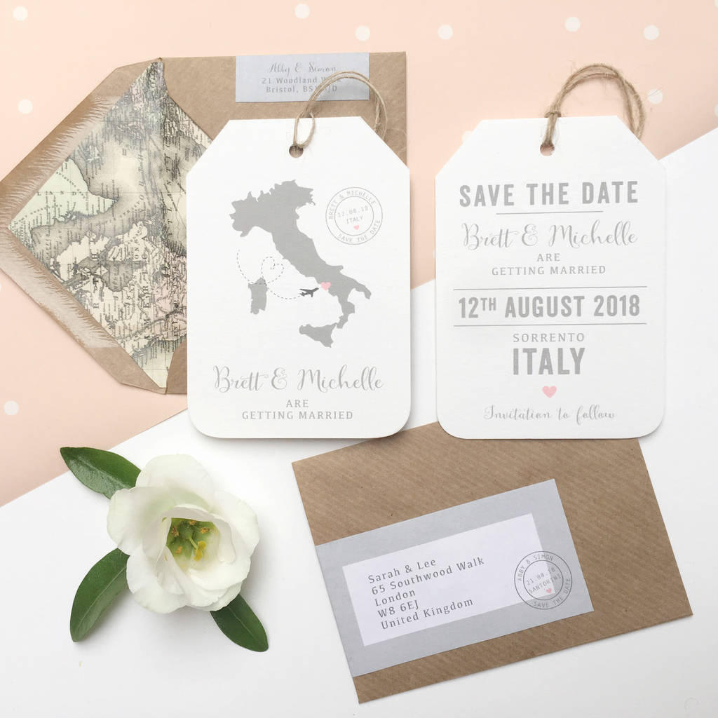 Location Wedding Abroad Save The Date Luggage Tag Ditsy Chic with size 1024 X 1024