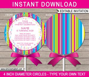 Lollipop Invitation Template Lollipop Invitations in dimensions 1300 X 1126