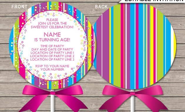 Lollipop Invitation Template Lollipop Invitations in dimensions 1300 X 1126