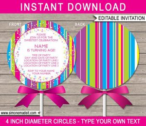 Lollipop Invitation Template Printable Lollipop Birthday Etsy within dimensions 794 X 688