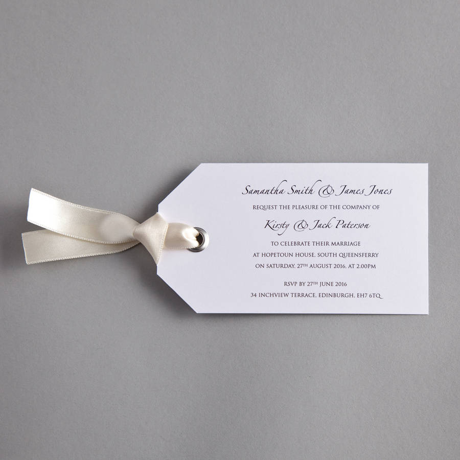 Luggage Tag Wedding Invitation Twenty Seven Notonthehighstreet intended for dimensions 900 X 900