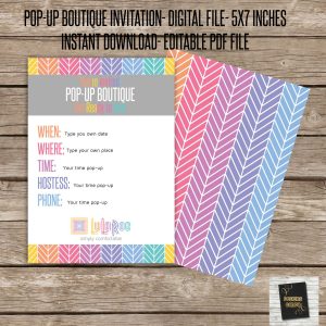 Lularoe Pop Up Boutique Party Invitation Pdf Editable File 5x7 throughout proportions 1500 X 1500