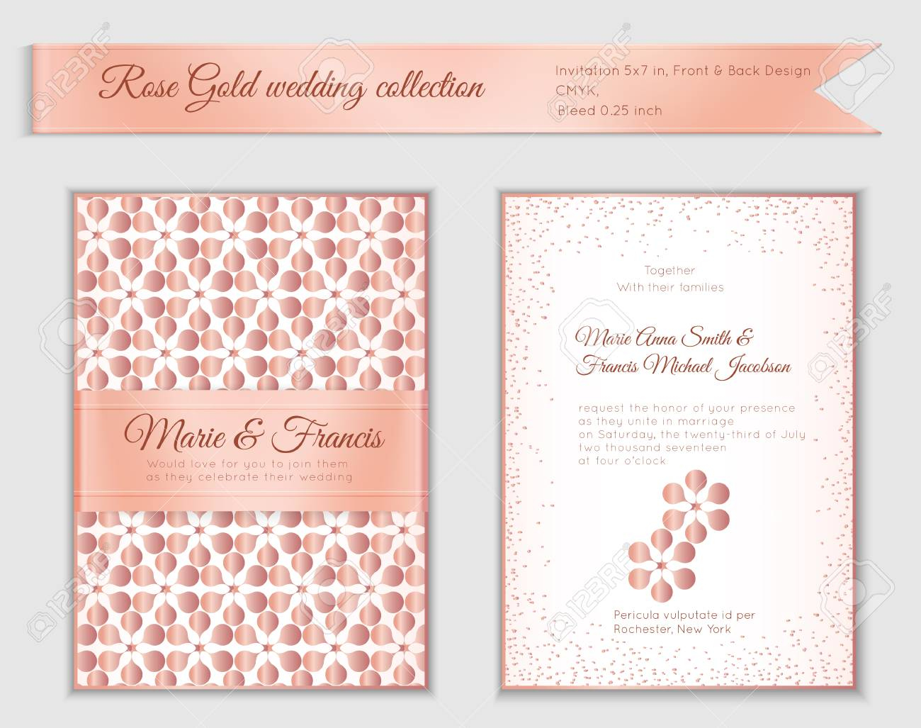 Luxury Wedding Invitation Template With Rose Gold Shiny Realistic intended for proportions 1300 X 1027