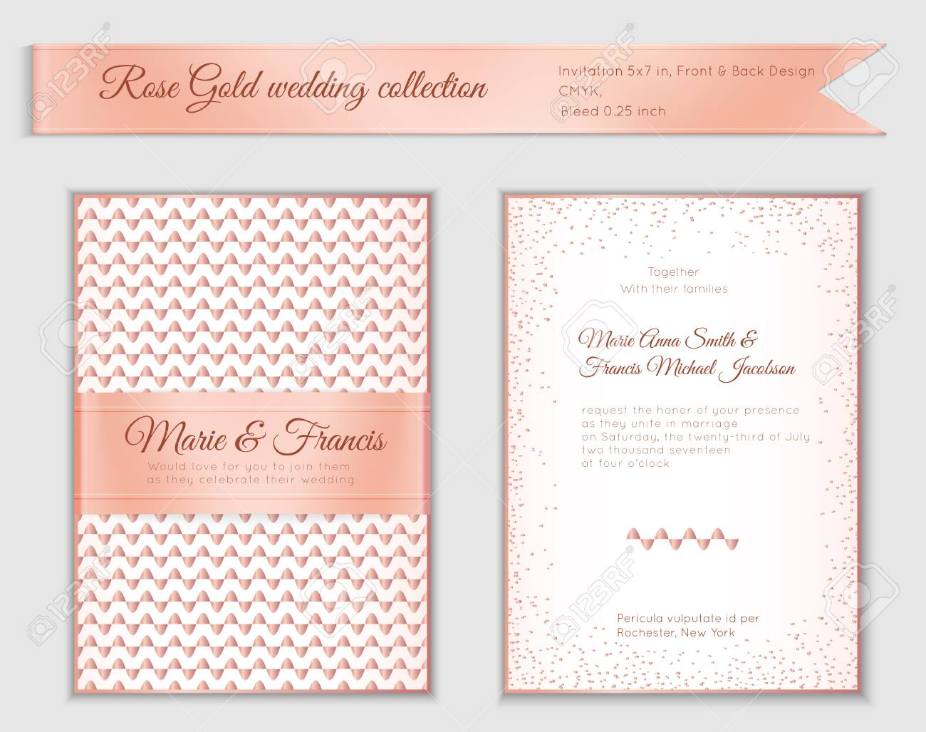 Luxury Wedding Invitation Template With Rose Gold Shiny Realistic regarding size 1300 X 1027