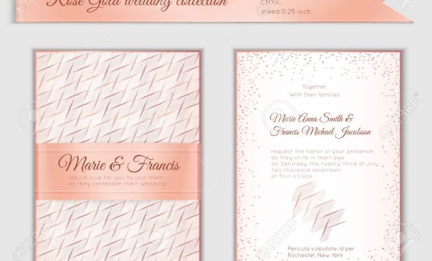 Luxury Wedding Invitation Template With Rose Gold Shiny Realistic regarding sizing 1300 X 1027