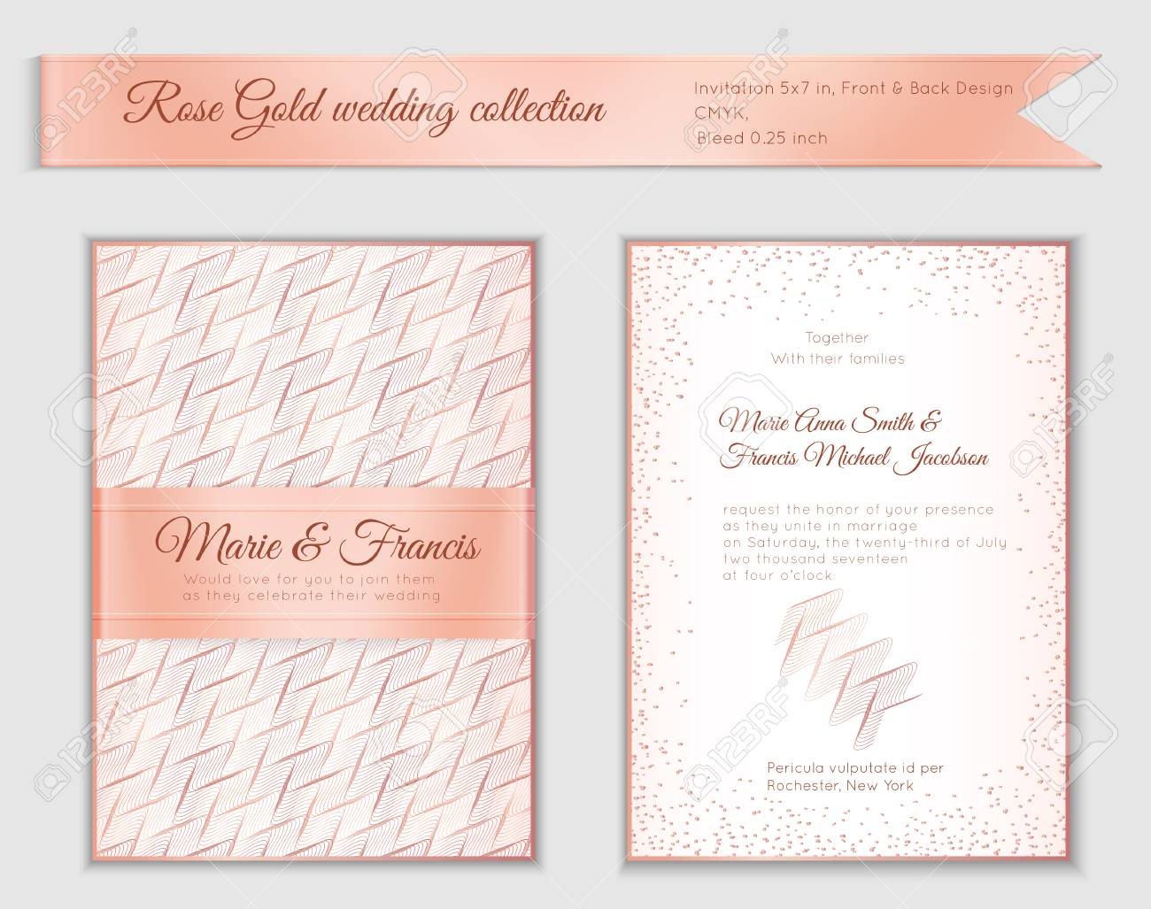 Luxury Wedding Invitation Template With Rose Gold Shiny Realistic regarding sizing 1300 X 1027