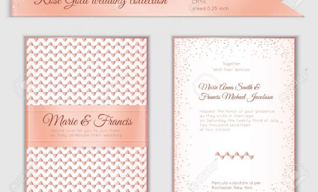 Luxury Wedding Invitation Template With Rose Gold Shiny Realistic throughout dimensions 1300 X 1027