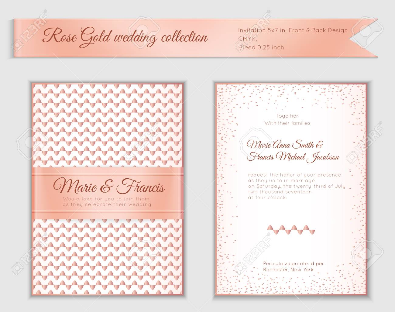 Luxury Wedding Invitation Template With Rose Gold Shiny Realistic throughout dimensions 1300 X 1027