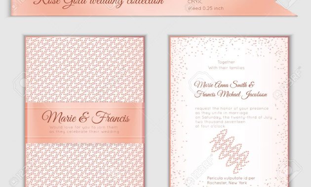 Luxury Wedding Invitation Template With Rose Gold Shiny Realistic within proportions 1300 X 1027