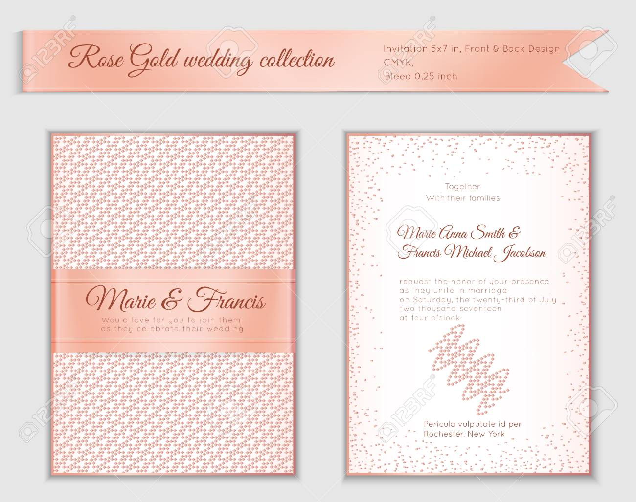 Luxury Wedding Invitation Template With Rose Gold Shiny Realistic within proportions 1300 X 1027