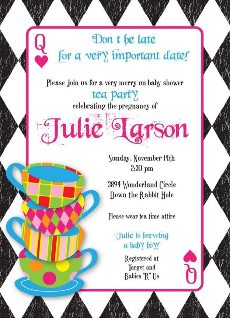 Mad Hatter Tea Party Invitation Template Free Party Invitation pertaining to dimensions 756 X 1044