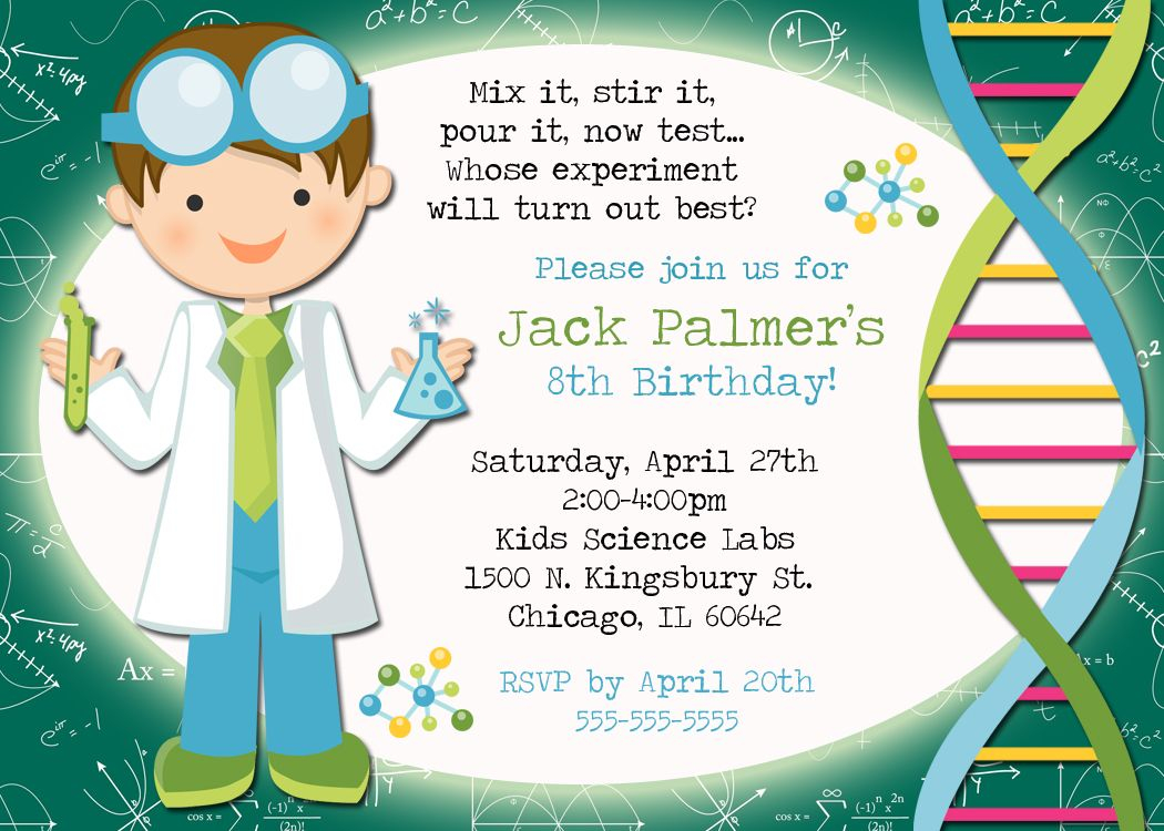 Mad Science Birthday Party Invitation Templates Card And Invite in sizing 1050 X 750