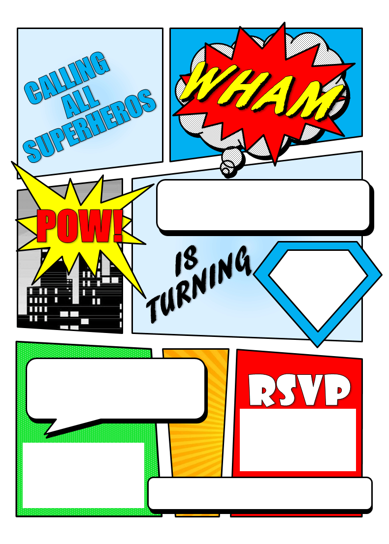 Make Your Own Comic Book Printable Superhero Comic Book Party intended for size 790 X 1106