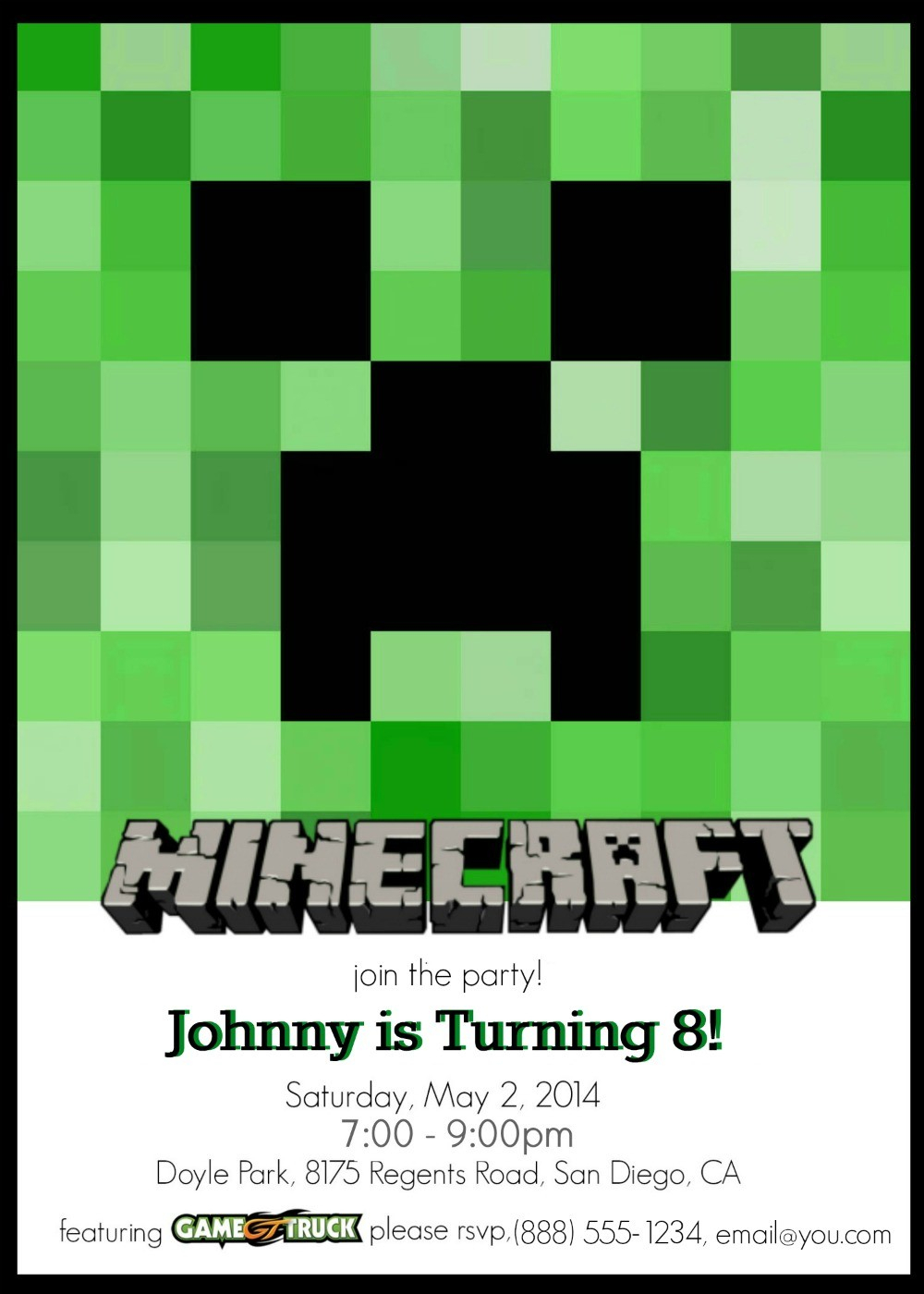 Make Your Own Custom Printable Minecraft Party Invitations inside sizing 1000 X 1400