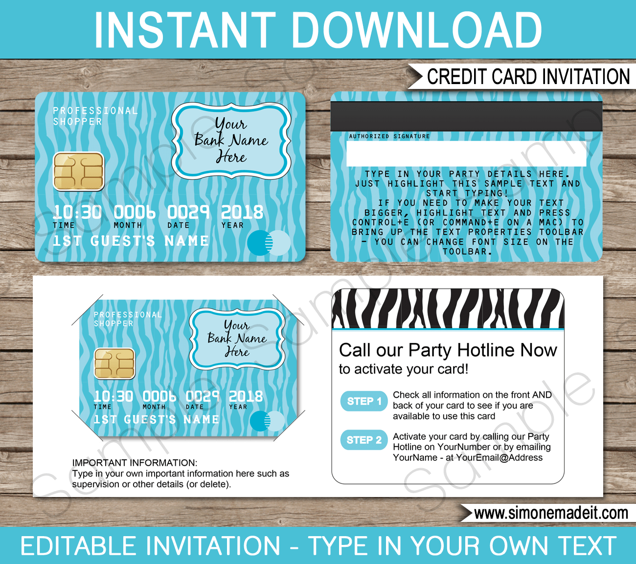 Mall Scavenger Hunt Invitations Template Turquoise Zebra Manon within measurements 1300 X 1154
