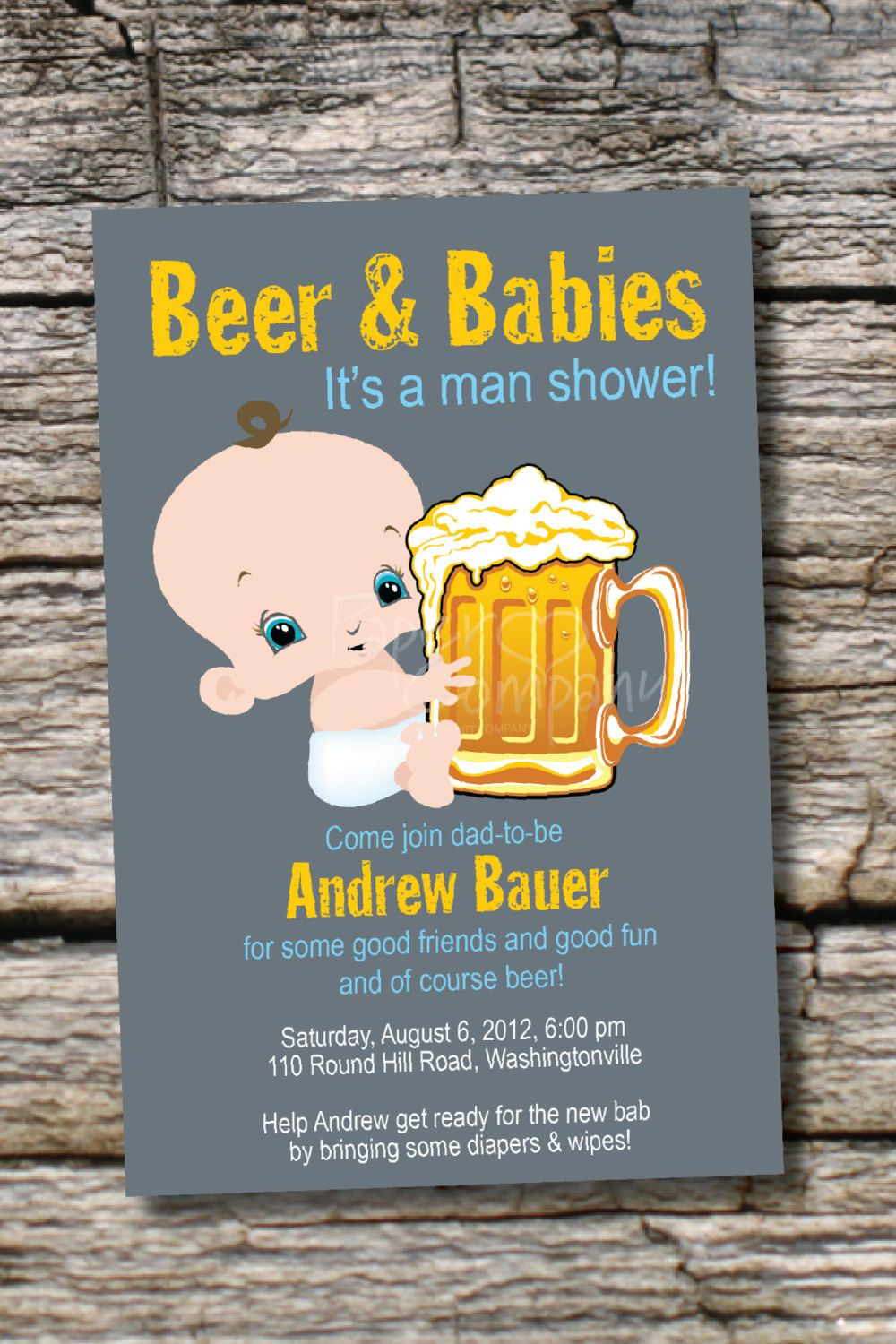 Man Shower Beer And Babies Diaper Party Invitation Printable regarding proportions 1000 X 1500