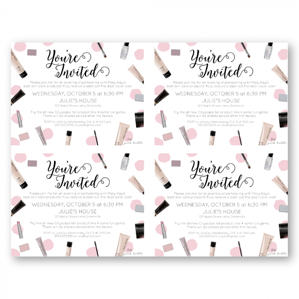 Mary Kay Invitations Template intended for sizing 972 X 972