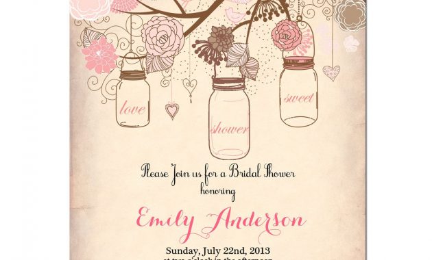 Mason Jar Invitation Rustic Bridal Shower Invitation Vintage with measurements 1360 X 1360