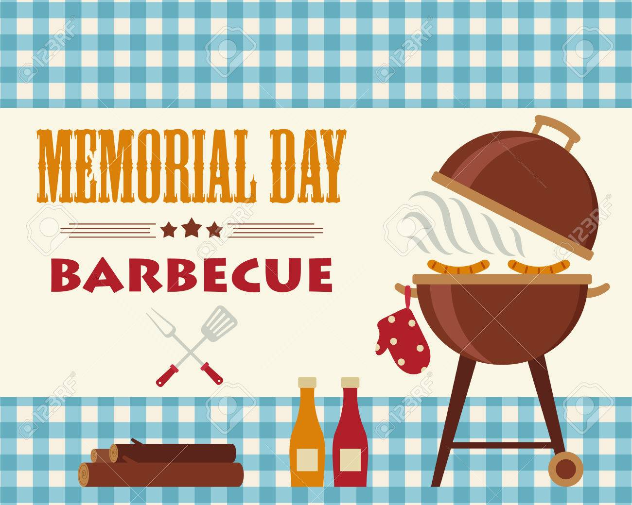 Memorial Day Barbecue Flyercardinvitation Template Vector with regard to proportions 1300 X 1040