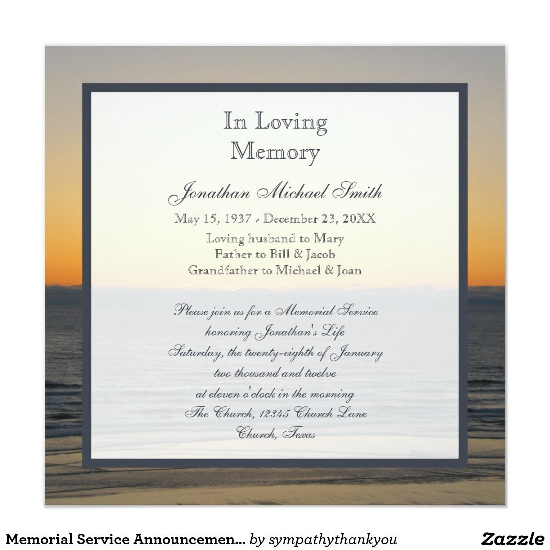 Memorial Service Announcement Invitation Joanna Memorial in size 1104 X 1104