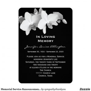 Memorial Service Announcement Orchids Zazzle Celebration in sizing 1104 X 1104