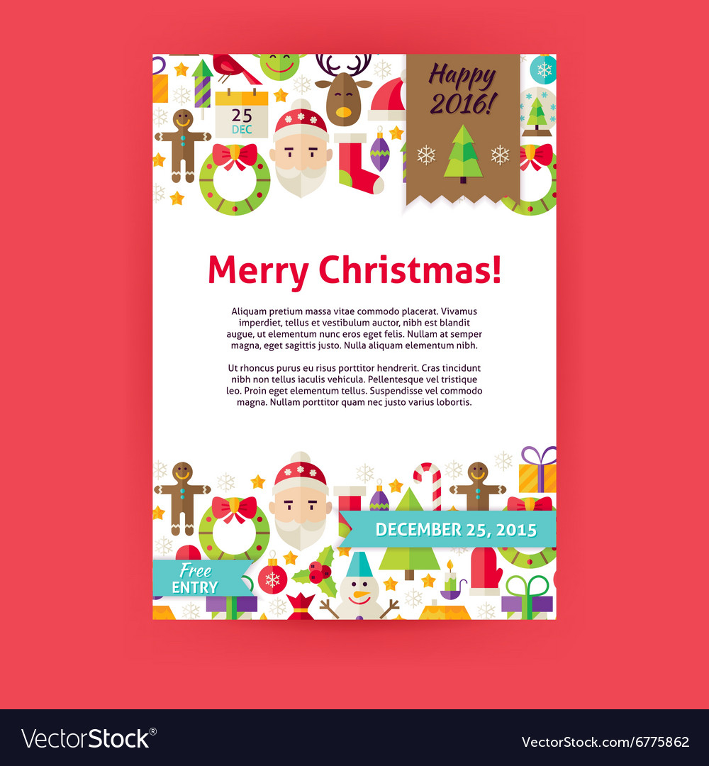 Merry Christmas Holiday Invitation Template Flyer Vector Image with regard to sizing 1000 X 1080
