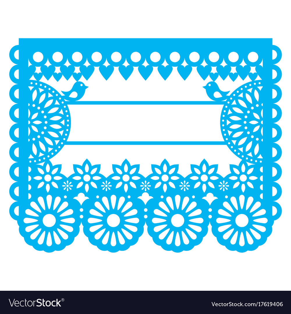 Mexican Papel Picado Blank Text Template Design Vector Image inside proportions 1000 X 1080