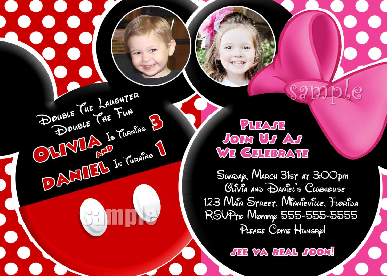 Mickey And Minnie Mouse Birthday Invitation Template Projects To inside measurements 1500 X 1071