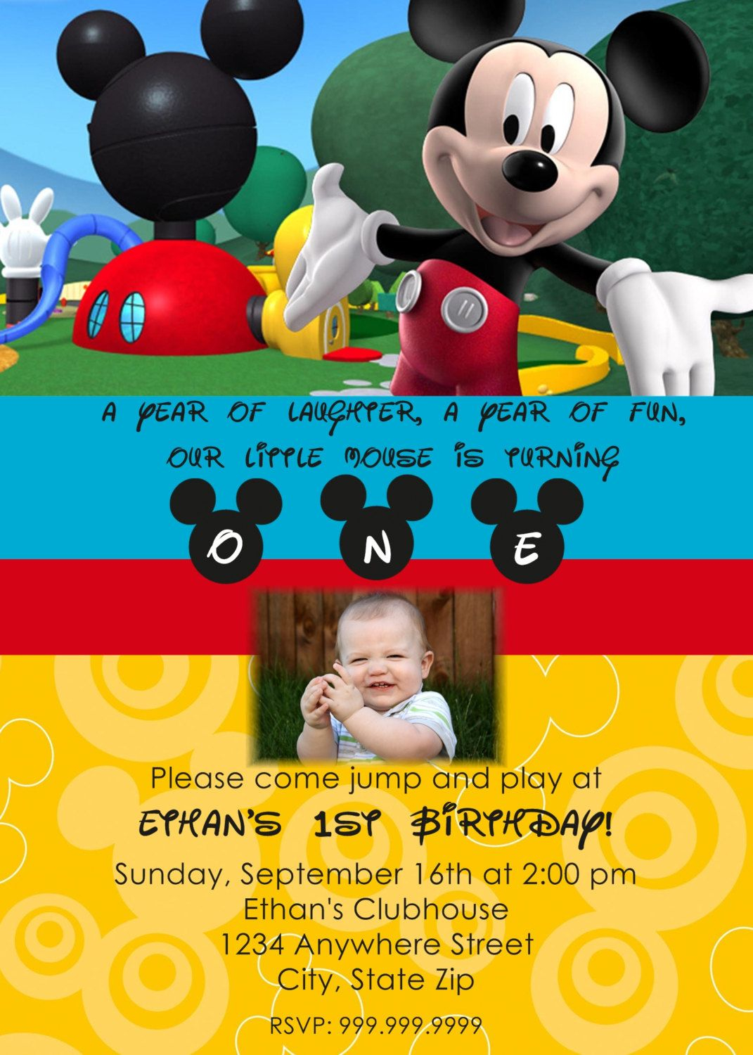 Mickey Mouse Clubhouse Birthday Invitations Personalized Birthday for sizing 1071 X 1500