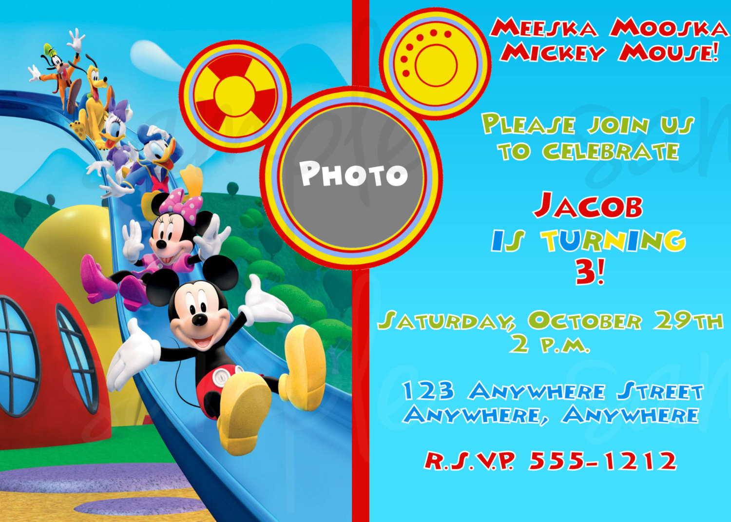 Mickey Mouse Clubhouse Birthday Invitations Templates with dimensions 1500 X 1071