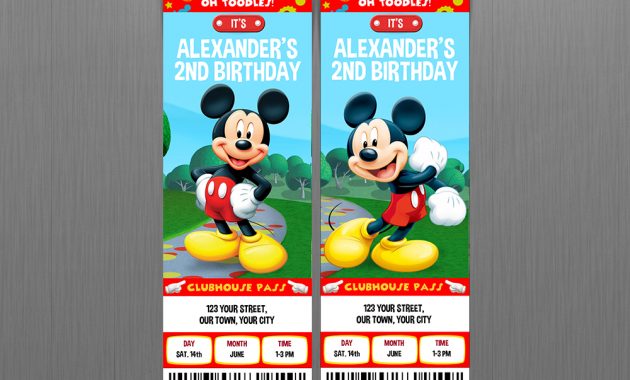 Mickey Mouse Clubhouse Birthday Ticket Invitations Instant regarding measurements 1000 X 1000