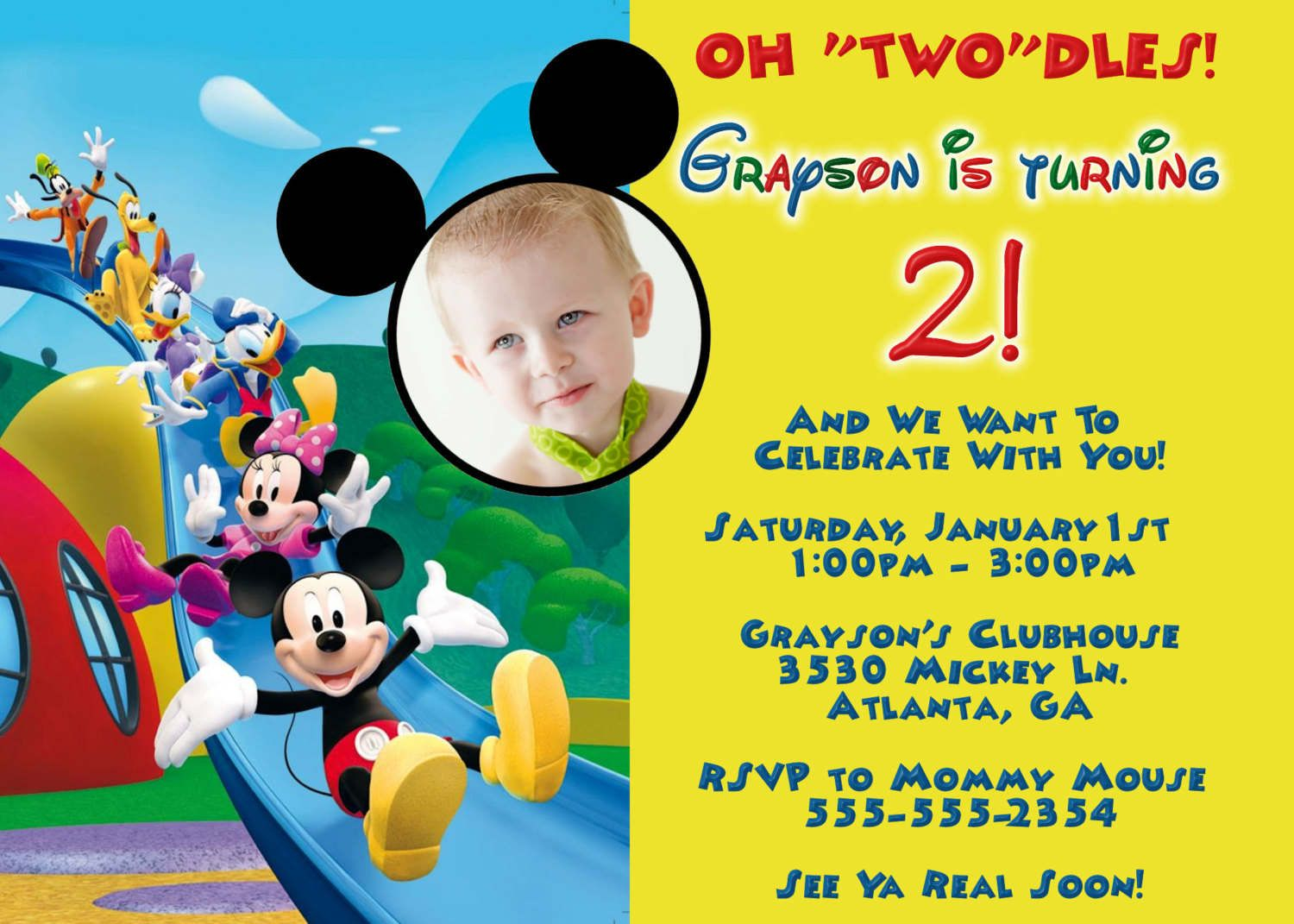 Mickey Mouse Clubhouse Invitation Template Free Download regarding dimensions 1500 X 1071