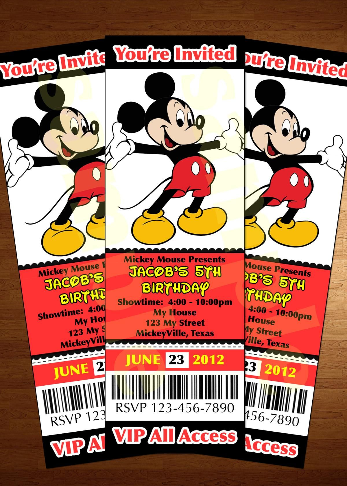 Mickey Mouse Ticket Invitation Printable Diy Invite Red Party within sizing 1200 X 1680