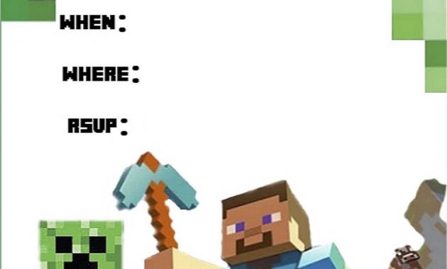 Minecraft Invite Minecraft Party Minecraft Party Invitations with regard to sizing 1146 X 1608