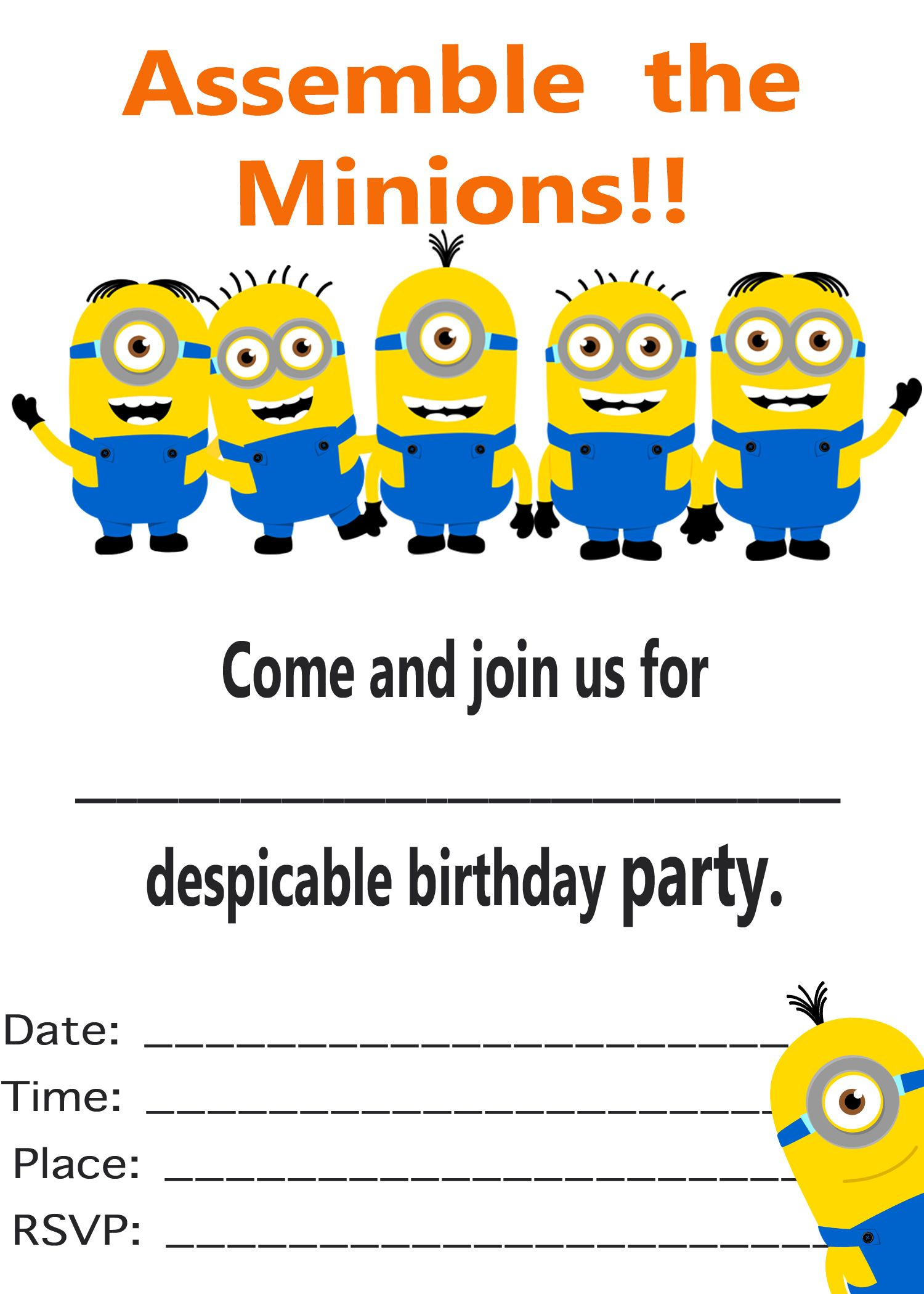 Minion Invitation Printable Templates Minionsdespicable Me for sizing 1500 X 2100