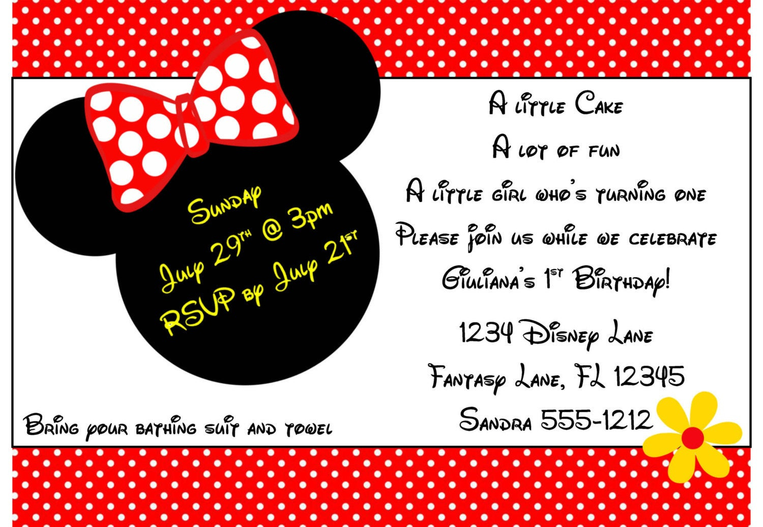 Minnie Mouse Invitation Template 4x6 with regard to measurements 1500 X 1036
